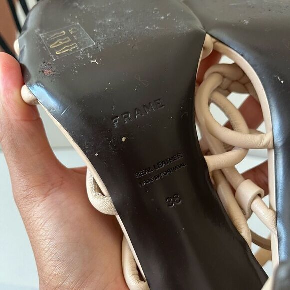 Frame‎ Le Hendrix Slingback Leather Heeled Sandals Cream Size 38 - Picture 11 of 11